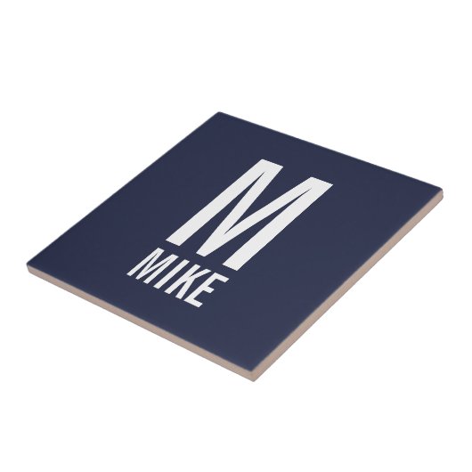 Modernes Personalisiertes Monogramm und Name Fliese (Seite)