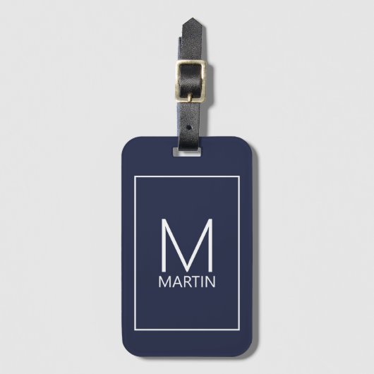 Modernes Personalisiertes Monogramm und Name Gepäc Gepäckanhänger (Vorderseite Vertikal)