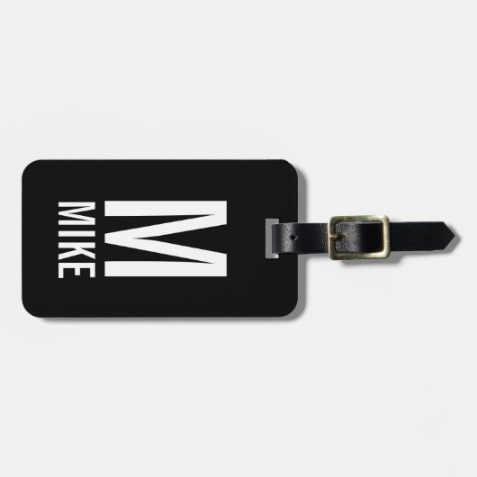 Modernes Personalisiertes Monogramm und Name Gepäckanhänger (Vorderseite horizontal)