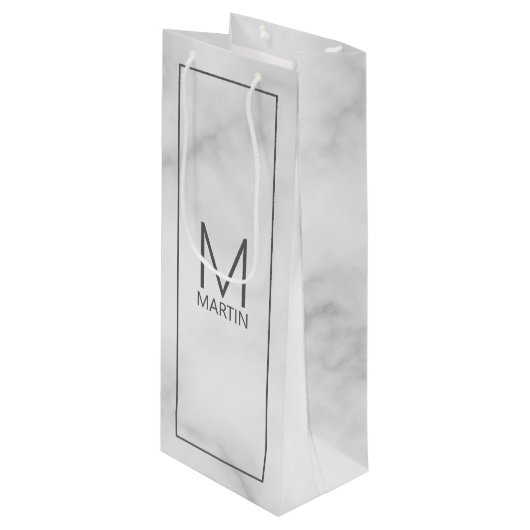 Modernes Personalisiertes Monogramm und Name Geschenktüte Für Weinflaschen (Vorderseite Schrägansicht)