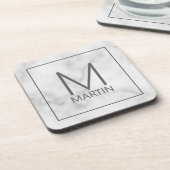 Modernes Personalisiertes Monogramm und Name Getränkeuntersetzer (Linke Seite)