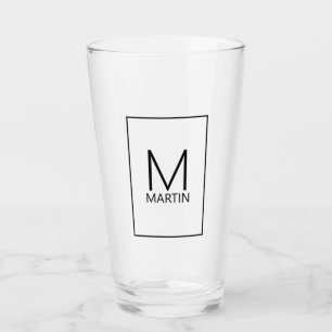 Modernes Personalisiertes Monogramm und Name Glas