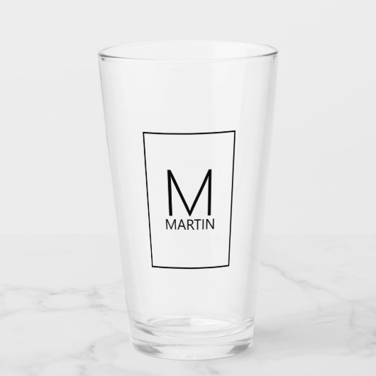 Modernes Personalisiertes Monogramm und Name Glas (Vorderseite)