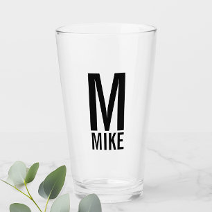 Modernes Personalisiertes Monogramm und Name Glas