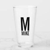 Modernes Personalisiertes Monogramm und Name Glas (Vorderseite)