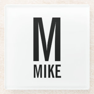 Modernes Personalisiertes Monogramm und Name Glasuntersetzer