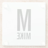 Modernes Personalisiertes Monogramm und Name Glasuntersetzer (Rückseite)
