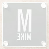 Modernes Personalisiertes Monogramm und Name Glasuntersetzer (Rückseite)