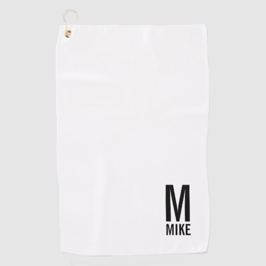 Modernes Personalisiertes Monogramm und Name Golfhandtuch (Vorderseite)
