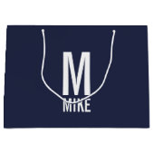 Modernes Personalisiertes Monogramm und Name Große Geschenktüte (Vorderseite)