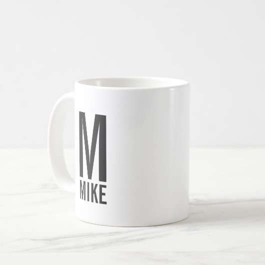 Modernes Personalisiertes Monogramm und Name Kaffeetasse (Vorderseite Links)
