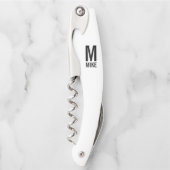 Modernes Personalisiertes Monogramm und Name Kellnermesser (Vorderseite)