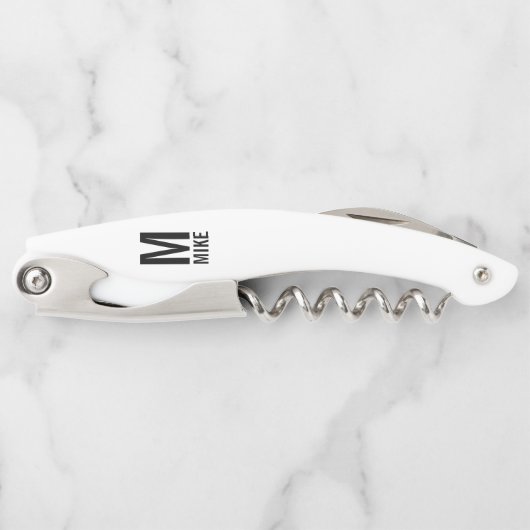 Modernes Personalisiertes Monogramm und Name Kellnermesser (Vorderseite)