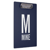 Modernes Personalisiertes Monogramm und Name Klemmbrett (Rechts)