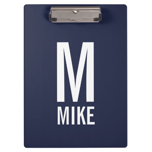Modernes Personalisiertes Monogramm und Name Klemmbrett (Vorderseite)