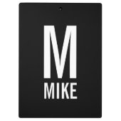 Modernes Personalisiertes Monogramm und Name Klemmbrett (Rückseite)