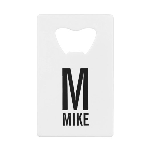 Modernes Personalisiertes Monogramm und Name Kreditkartenflaschenöffner (Vorderseite)