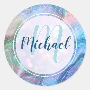 Modernes Personalisiertes Monogramm und Name Liqui Runder Aufkleber