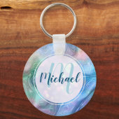 Modernes Personalisiertes Monogramm und Name Liqui Schlüsselanhänger (Vorderseite)