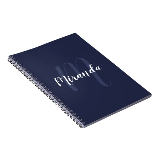 Modernes Personalisiertes Monogramm und Name Navy  Notizblock (Rechte Seite)