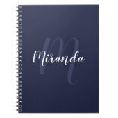 Modernes Personalisiertes Monogramm und Name Navy  Notizblock (Vorderseite)