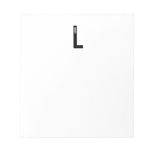 Modernes, Personalisiertes Monogramm und Name Note Notizblock (Vorderseite)