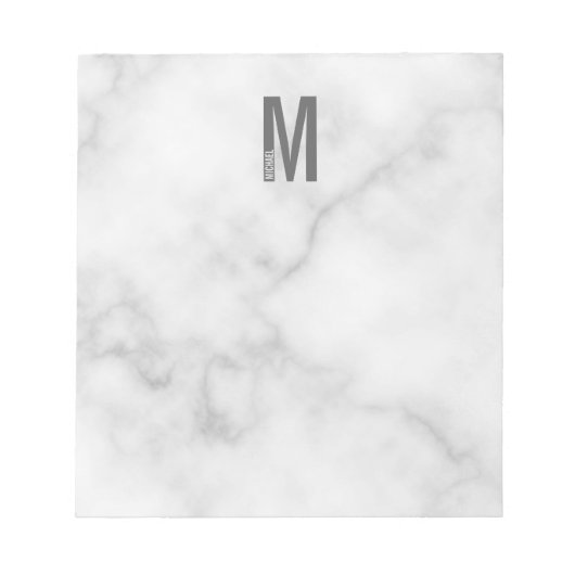 Modernes, Personalisiertes Monogramm und Name Note Notizblock (Vorderseite)