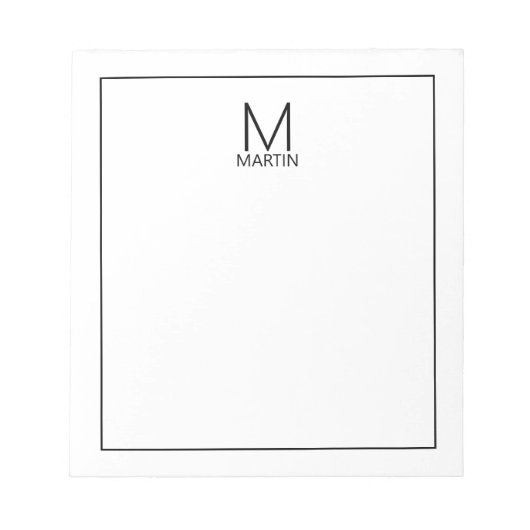 Modernes Personalisiertes Monogramm und Name Notep Notizblock (Vorderseite)