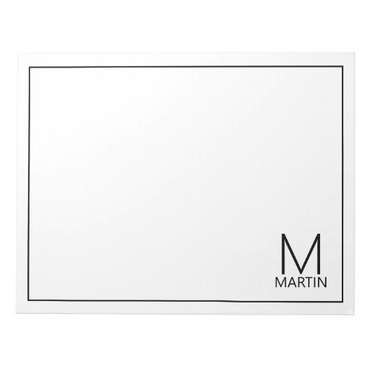 Modernes Personalisiertes Monogramm und Name Notep Notizblock (Vorderseite)