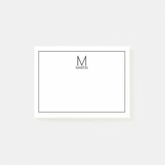 Modernes Personalisiertes Monogramm und Name Notep Post-it Klebezettel (Vorderseite)