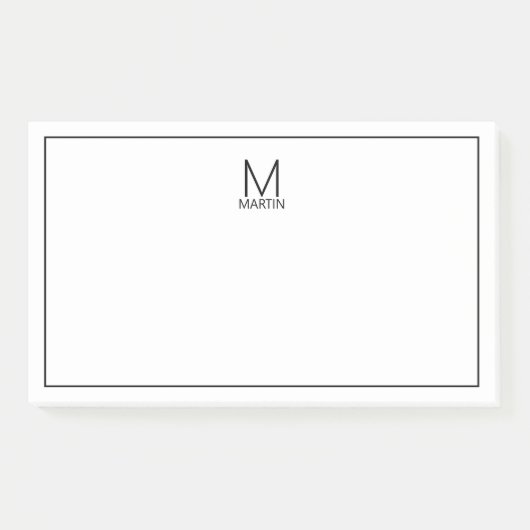 Modernes Personalisiertes Monogramm und Name Notep Post-it Klebezettel (Vorderseite)