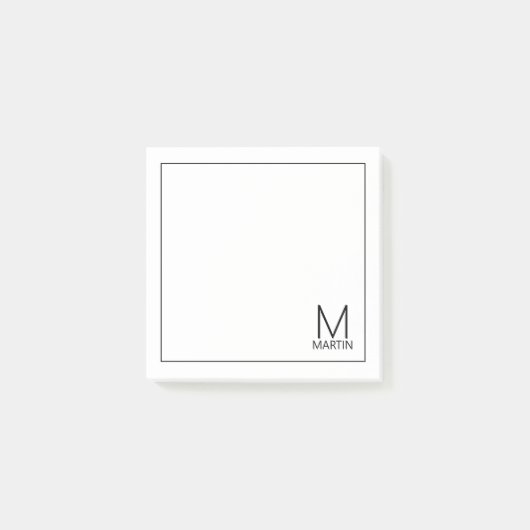Modernes Personalisiertes Monogramm und Name Notep Post-it Klebezettel (Vorderseite)