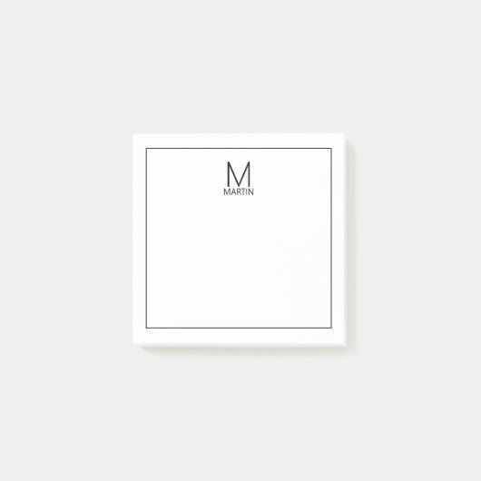 Modernes Personalisiertes Monogramm und Name Notep Post-it Klebezettel (Vorderseite)