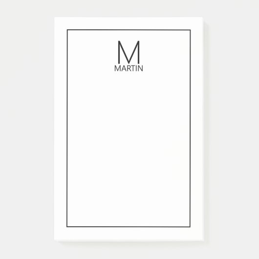 Modernes Personalisiertes Monogramm und Name Notep Post-it Klebezettel (Vorderseite)