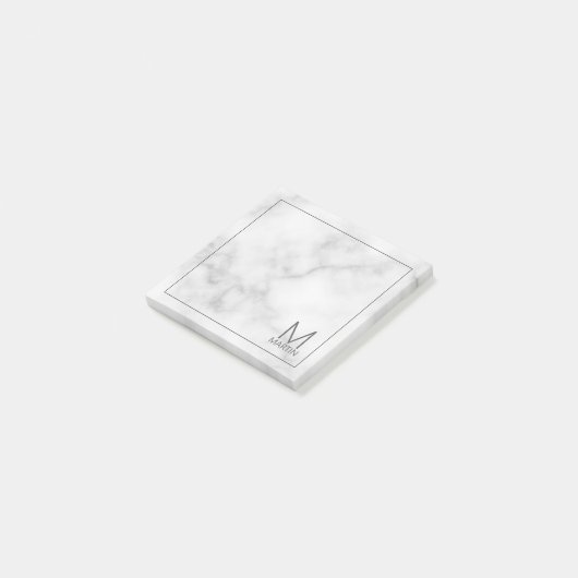 Modernes Personalisiertes Monogramm und Name Notep Post-it Klebezettel (angewinkelt)