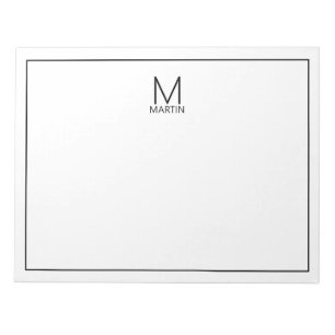 Modernes Personalisiertes Monogramm und Name Notizblock
