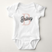 Modernes Personalisiertes Monogramm und Name Paste Baby Strampler (Vorderseite)