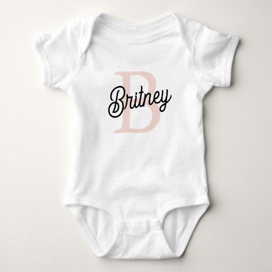 Modernes Personalisiertes Monogramm und Name Paste Baby Strampler (Vorderseite)