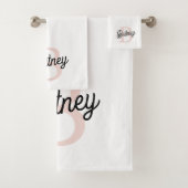 Modernes Personalisiertes Monogramm und Name Paste Badhandtuch Set (Insitu)