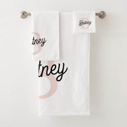Modernes Personalisiertes Monogramm und Name Paste Badhandtuch Set (Insitu)
