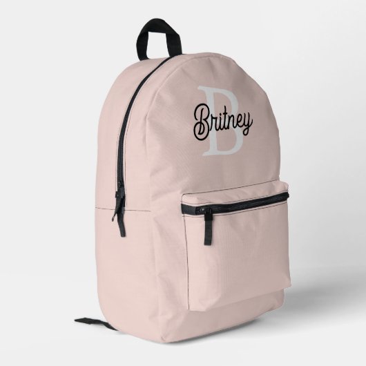 Modernes Personalisiertes Monogramm und Name Paste Bedruckter Rucksack (Rückseitige Ecke links)