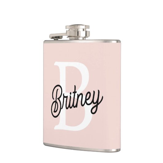 Modernes Personalisiertes Monogramm und Name Paste Flachmann (Links)