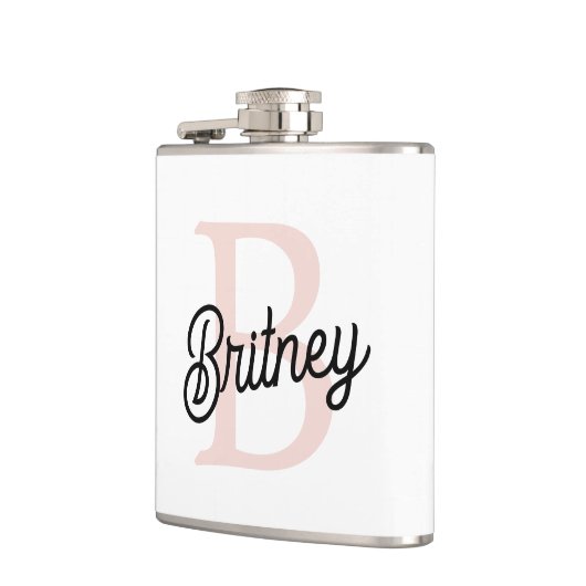 Modernes Personalisiertes Monogramm und Name Paste Flachmann (Links)