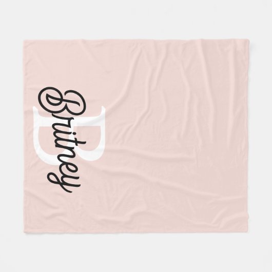 Modernes Personalisiertes Monogramm und Name Paste Fleecedecke (Vorderseite (Horizontal))