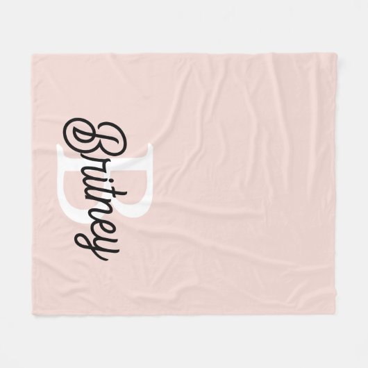Modernes Personalisiertes Monogramm und Name Paste Fleecedecke (Vorderseite (Horizontal))