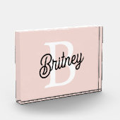 Modernes Personalisiertes Monogramm und Name Paste Fotoblock (Links)