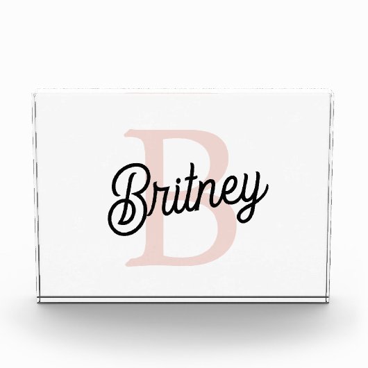 Modernes Personalisiertes Monogramm und Name Paste Fotoblock (Vorderseite)