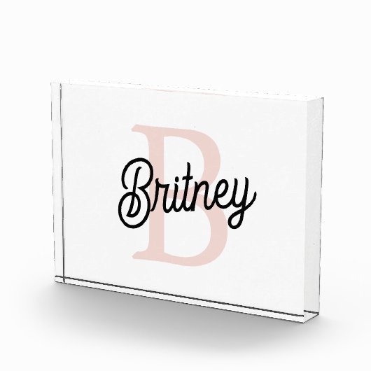 Modernes Personalisiertes Monogramm und Name Paste Fotoblock (Rechts)