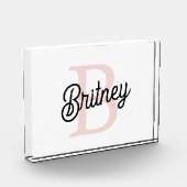 Modernes Personalisiertes Monogramm und Name Paste Fotoblock (Links)