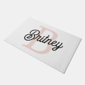 Modernes Personalisiertes Monogramm und Name Paste Fußmatte (Schrägansicht)